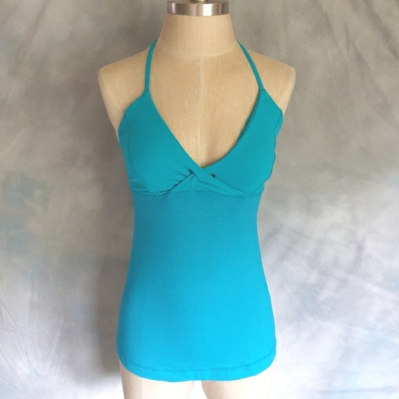 Lululemon Pranayama Surge Aqua Blue Racerback Active Tank-Top Twist Front Sz 6 - Picture 14 of 16